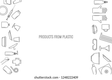 Vector pattern of plastic recyclable items. Place for the inscription. Template. 