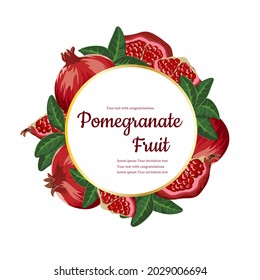 Patrón vectorial con frutos granados y plantilla de texto en un fondo blanco. Diseño para cosméticos, spa, zumo de granada, productos sanitarios, perfume. Mejor para papel textil o de envoltura