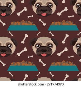 Vector pattern of Pug Dog end bone