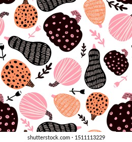 Vector pattern with pumpkins. Halloween pattern with pumpkins.