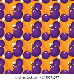 vector pattern purple berries with orange foliage