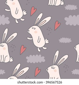 Vector pattern with rabbit