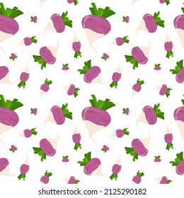 vector pattern with radishes on a white background