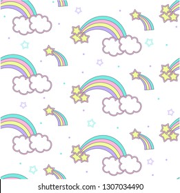 vector pattern with rainbow, children's print on clothes