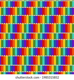 vector pattern with rainbow colored pencils