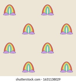 Vector pattern with a rainbow on a beige background