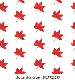 vector pattern with red autumn leaves on a white background