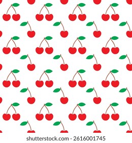 Vector pattern with red cherries on a white background illustration