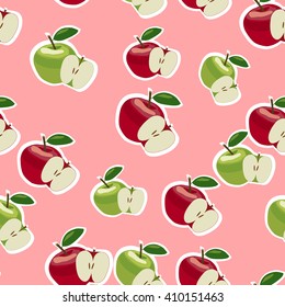 Vector pattern of red and green apples