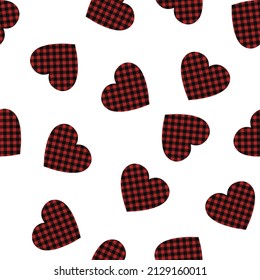 
Vector pattern with red hearts, seamless background for textiles.