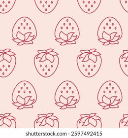 Vector pattern with red linear strawberries