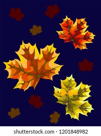 Vector pattern with red, orange and yellow falling leaves