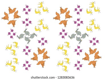 Vector pattern  with red squirrels