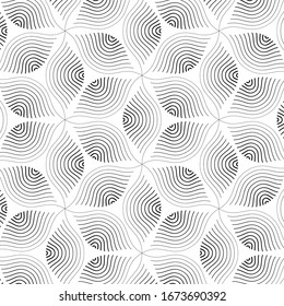 Vector pattern, repeating abstract linear flower or leaves on dark background. patter is clean for fabric, wallpaper, printing. Pattern is on swatches panel