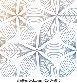 vector pattern, repeating abstract linear flower and leaves. gradient changing. pattern is on swatch panel