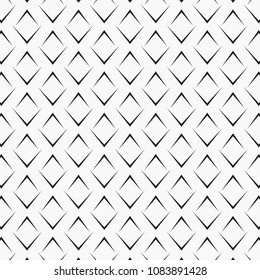 Vector pattern repeating black angle brackets on white background. Chevrons abstract ornament. Modern japanese scallops motif. Squama image. Pattern is on swatches panel