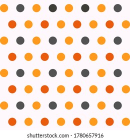 Vector pattern of repeating circles in autumn color. Pattern for fabric, scrapbooking. Halloween party. Autumn colors are orange, yellow, and gray. Simple pattern