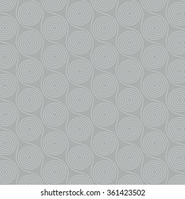 Vector pattern, repeating circles in wavy line, modern stylish monochrome