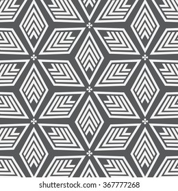 Vector pattern. Repeating geometric flowers, monochrome stylish.
