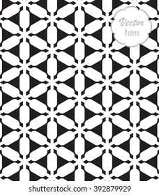 Vector pattern. Repeating geometric flowers, monochrome stylish.