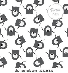 Vector pattern, repeating  the Halloween one eye ghosts background