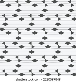 vector pattern, repeating linear diamond and triangle shape on garland in monochrome styles, pattern is clean for fabric, printing, wallpaper. Pattern is on swatches panel