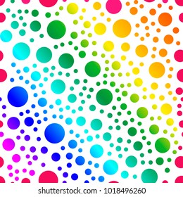 Vector pattern of repeating multi-colored circles. Seamless texture of rainbow circles. Abstract pattern on a white background