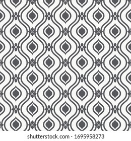 Vector pattern, repeating S-like curved linear shape decorating with abstract small flowers, ogee styles. Pattern is clean for fabric, printing, wallpaper. Pattern is on swatches panel