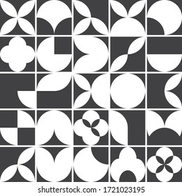 Vector pattern, repeating square with geometric shapes, abstract flower, lily,