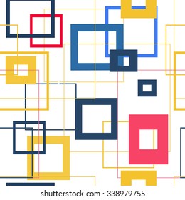Vector  pattern with repeating squares. Regular hipster background. Minimalistic ornament