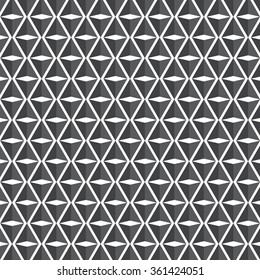 Vector pattern, repeating triangles on diamond shape, stylish monochrome
