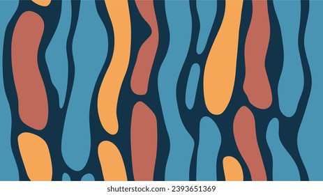 Vector pattern in retro psychedelic style. Vibrant graphic wallpaper with stripes design. Minimalist trendy abstract bohemian pattern. Seamless.