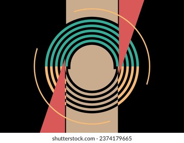 Vector pattern in retro style with a circle in the center. For advertising, banner, wallpaper, covers, cards, clothing, textiles. Design element. Colored vector background.