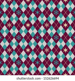 Vector pattern with rhombus and snowflakes