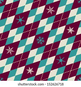 Vector pattern with rhombus and snowflakes