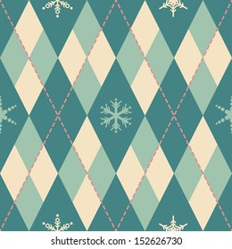 Vector pattern with rhombus and snowflakes