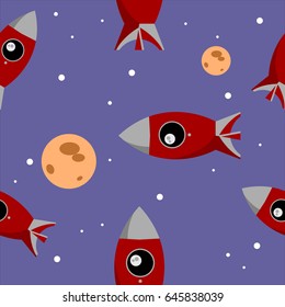 Vector pattern with rockets and planets