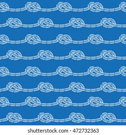 Vector pattern of ropes and knots. The pattern on the marine theme