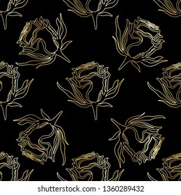 Vector pattern of roses. Seamless pattern.