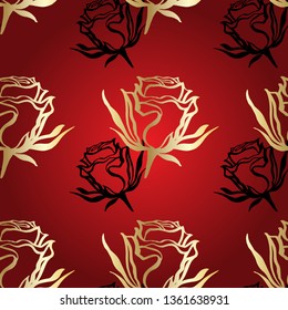 Vector pattern of roses. Seamless pattern.