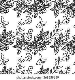 Vector pattern "Roses and twigs"