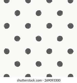 Vector pattern with round hand drawn dots stroke, brush, paint, background