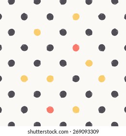 Vector pattern with round hand drawn dots stroke, brush, paint, background