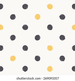 Vector pattern with round hand drawn dots stroke, brush, paint, background