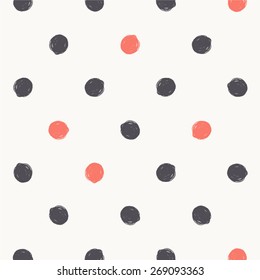 Vector pattern with round hand drawn dots stroke, brush, paint, background