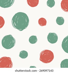 Vector pattern with round hand drawn dots stroke, brush, paint, background