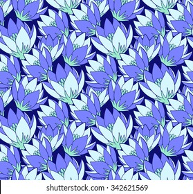 Vector pattern with saffrons. Floral decor with crocus. Original floral seamless background.