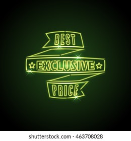 vector pattern of sale lower seal in green neon design classic nocturnal isolated unique black digital new trendy sign depot deal blue glitter luxurious lighting best curve classical quality flag wort