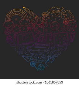 Vector pattern with school icons. Internet education, e-learning. Digital technology.