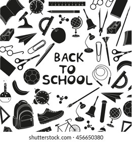 vector pattern of school and sports equipment with space for text